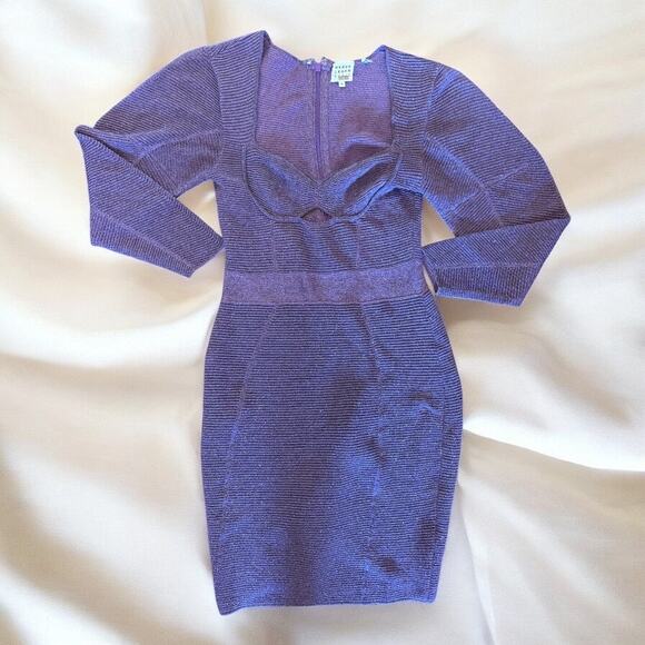 HERVE LEGER Lurex Ottoman Dress Medium - Picture 2 of 11